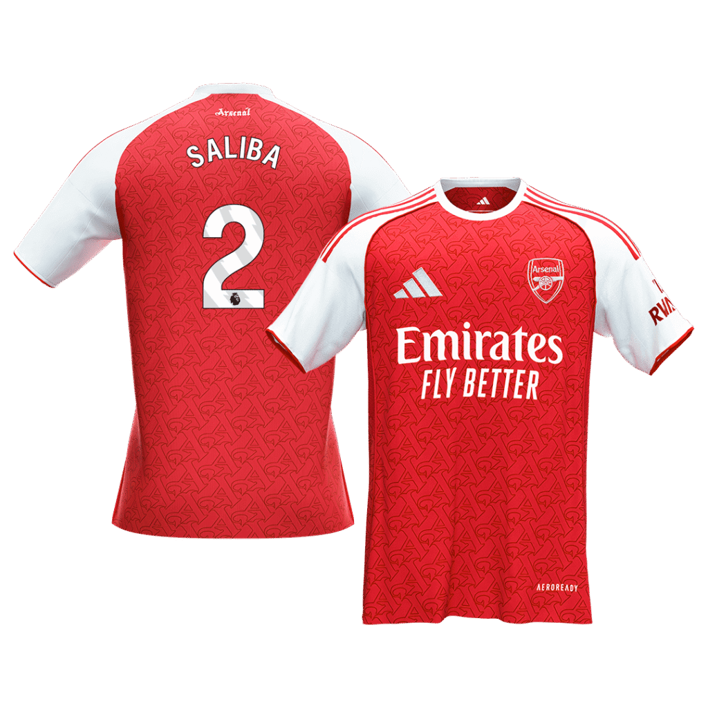 SALIBA #2 Arsenal Home Soccer Jersey 2025/26