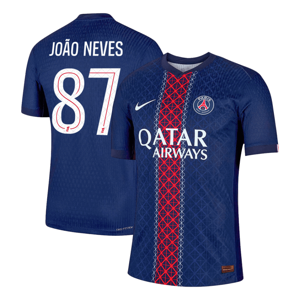 JOÃO NEVES #87 PSG Home Authentic Soccer Jersey 2025/26