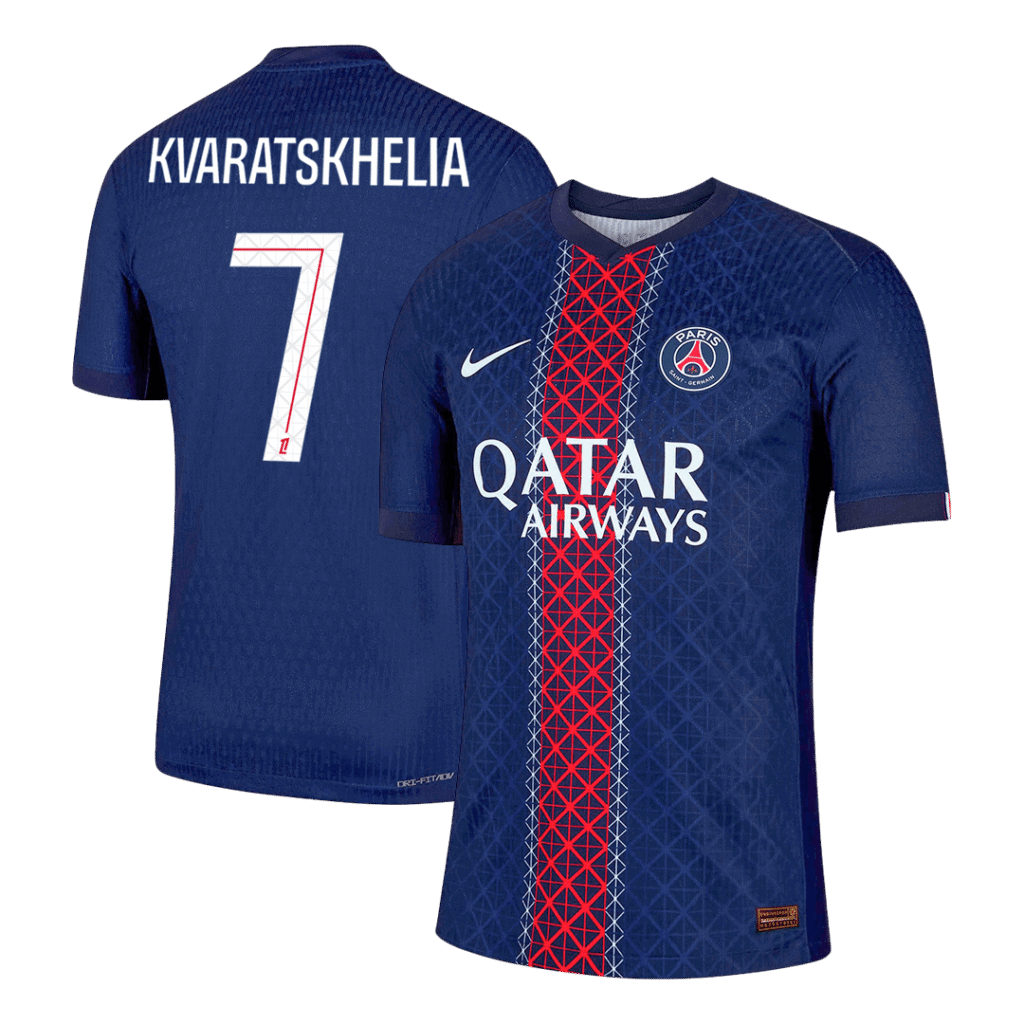 KVARATSKHELIA #7 PSG Home Authentic Soccer Jersey 2025/26