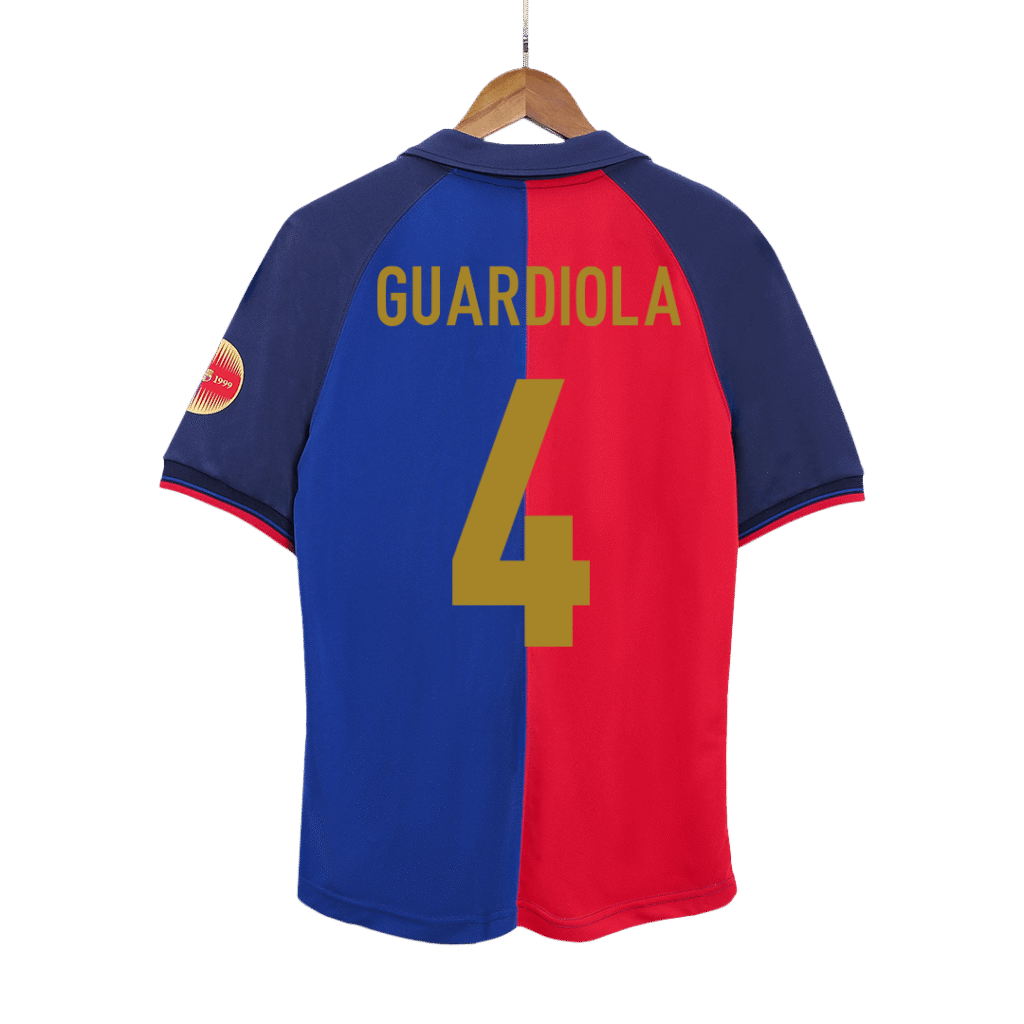 Retro Jersey GUARDIOLA #4 Barcelona Retro Jersey Home Soccer Shirt 1999/00 100th Anniversary