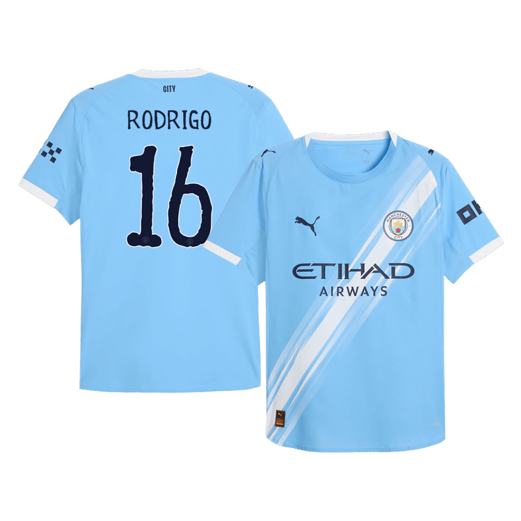 RODRIGO #16 Authentic Manchester City Home Soccer Jersey 2025/26 Blue Jersey - Club World Cup