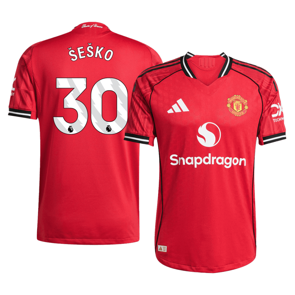 ŠEŠKO #30 Manchester United Home Authentic Soccer Jersey 2025/26