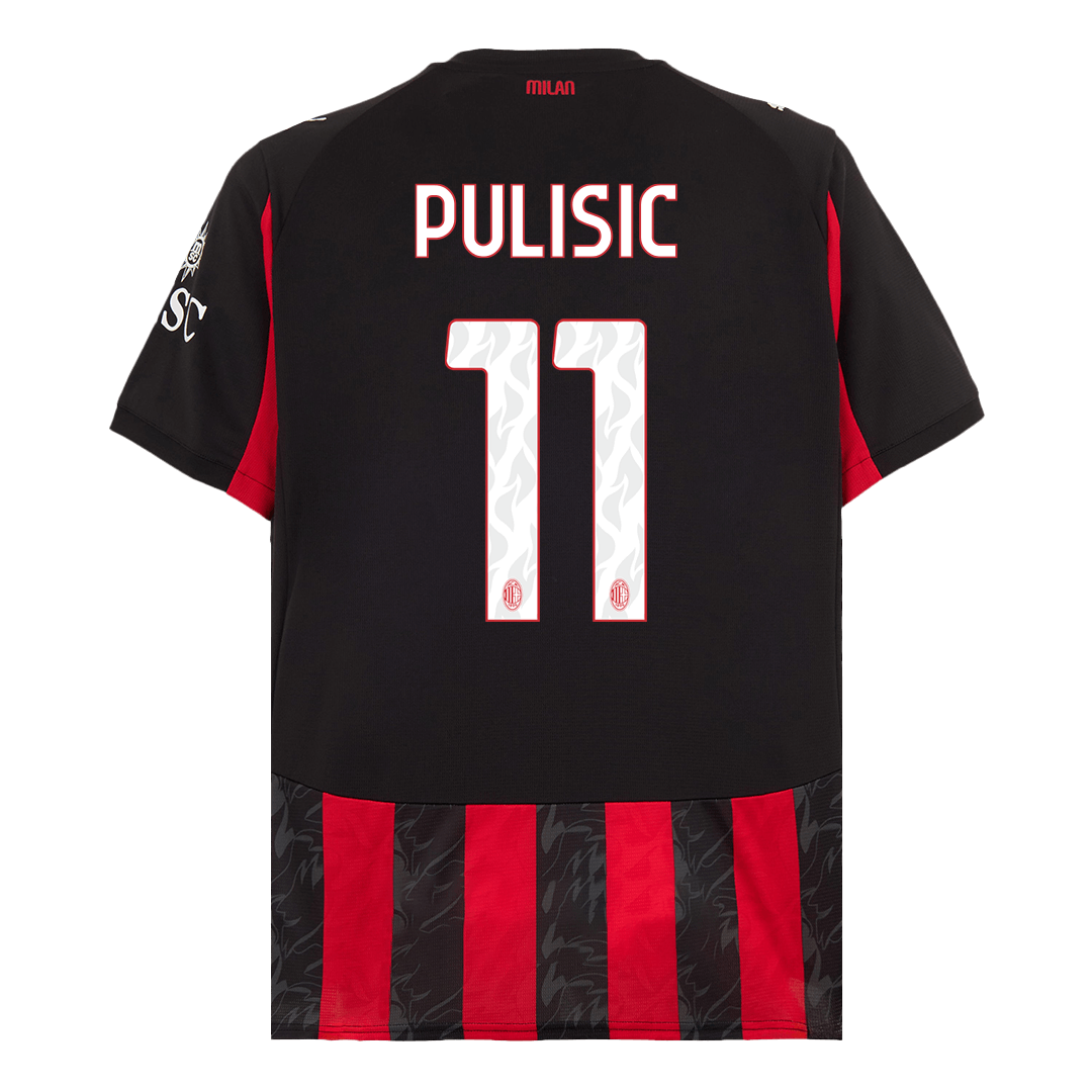 PULISIC #11 AC Milan Home Soccer Jersey 2025/26 Red&Black - Image 2