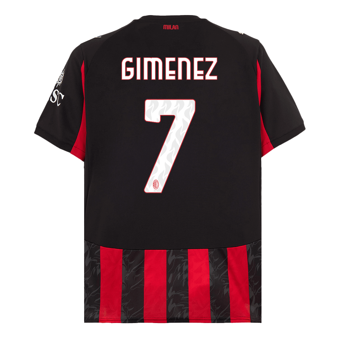GIMENEZ #7 AC Milan Home Soccer Jersey 2025/26 Red&Black - Image 2