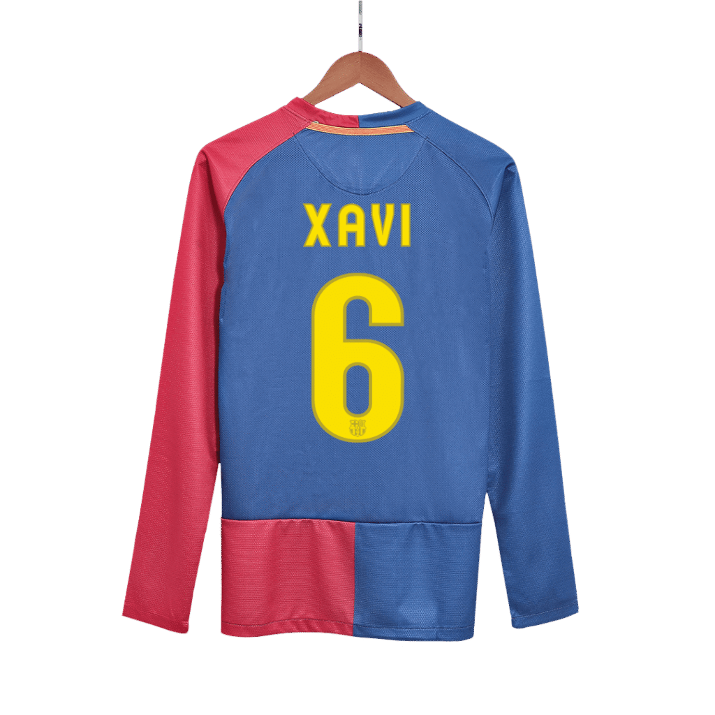 Retro Jersey XAVI #6 Barcelona Retro Jersey Home Long Sleeve Soccer Shirt 2008/09 - UCL Final