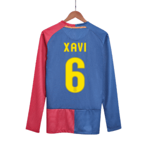 Retro Jersey XAVI #6 Barcelona Retro Jersey Home Long Sleeve Soccer Shirt 2008/09 - UCL Final
