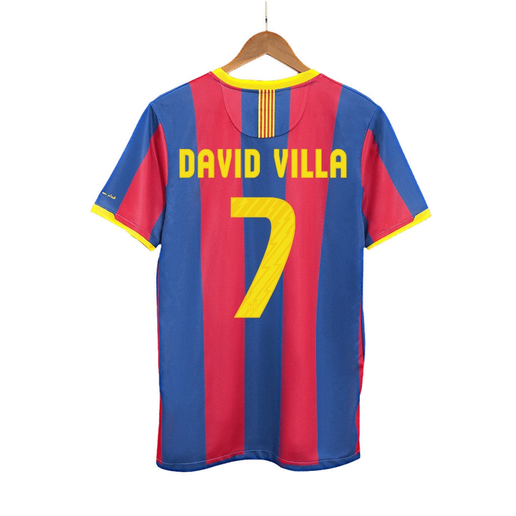 Retro Jersey DAVID VILLA #7 Barcelona Retro Jersey Home Soccer Shirt 2010/11
