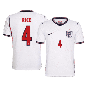 RICE #4 England Home Soccer Jersey World Cup 2026