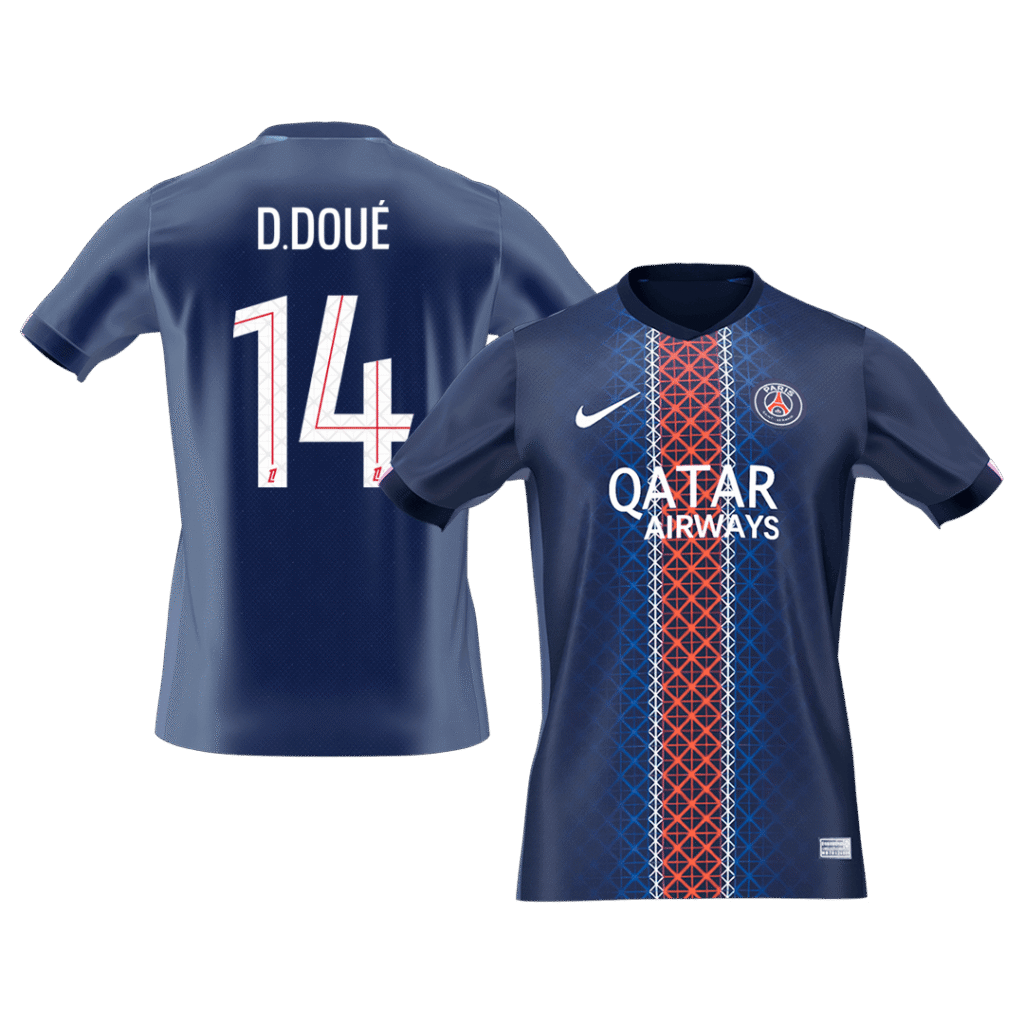 D.DOUÉ #14 PSG Home Soccer Jersey 2025/26