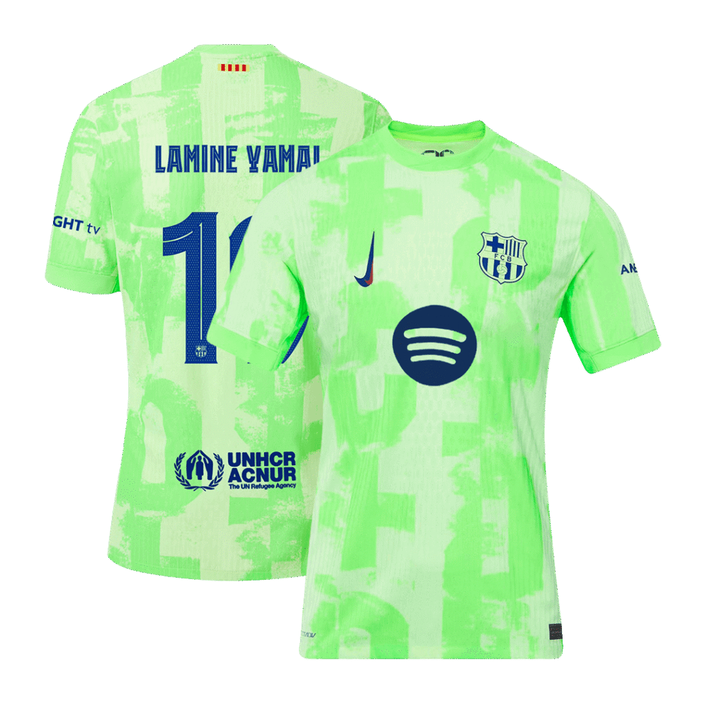 Authentic LAMINE YAMAL #19 Soccer Jersey Barcelona Third Away Shirt 2024/25 UCL Spotify Logo Without Text