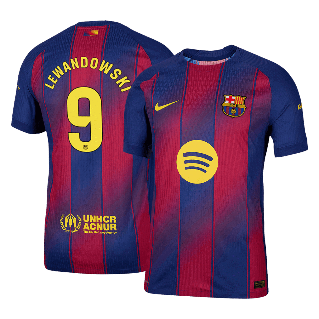 LEWANDOWSKI #9 Barcelona Home Authentic Soccer Jersey 2025/26