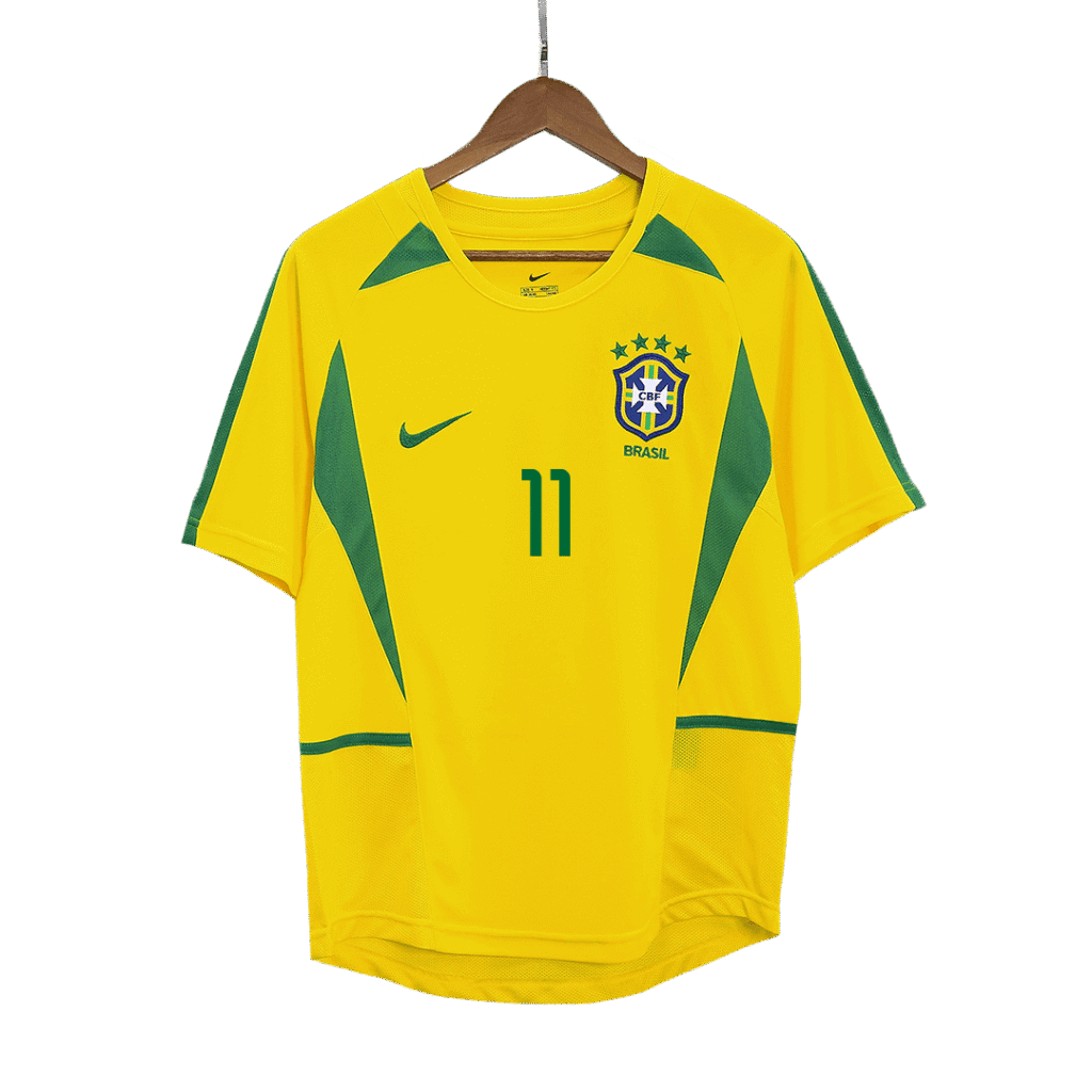 RONALDINHO #11 Brazil Retro Jersey Home Soccer Shirt 2002/03