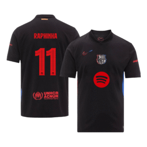 RAPHINHA #11 Barcelona Soccer Jersey Away Shirt 2024/25 - UCL (Spotify Logo Without Text)