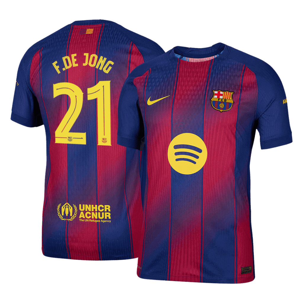 F.DE JONG #21 Barcelona Home Authentic Soccer Jersey 2025/26 - UCL