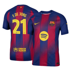 F.DE JONG #21 Barcelona Home Authentic Soccer Jersey 2025/26 - UCL