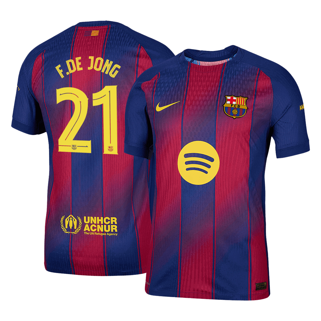 F.DE JONG #21 Barcelona Home Authentic Soccer Jersey 2025/26 - UCL
