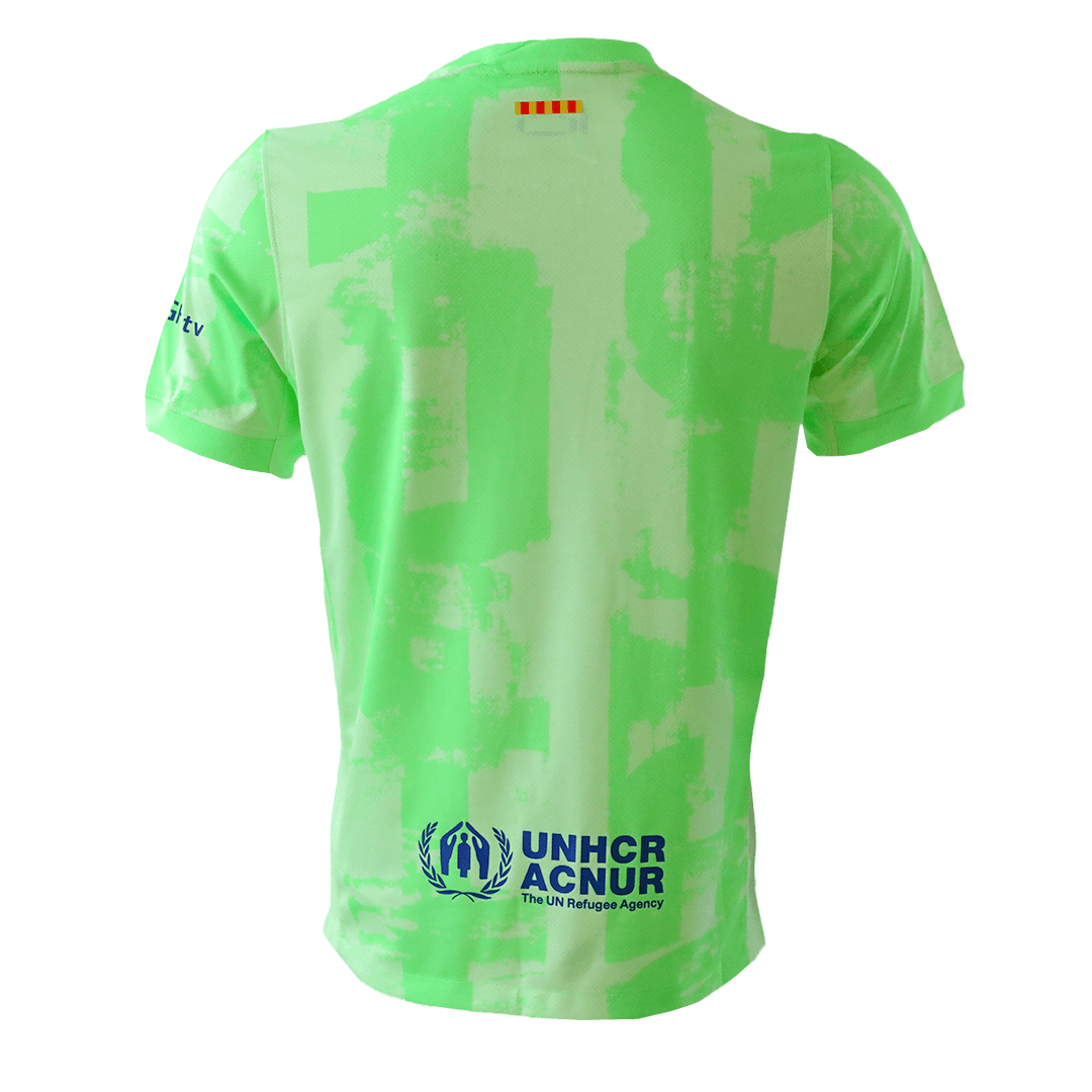 Barcelona Third Away Soccer Jersey Green - UCL (Spotify Logo Without Text) - Image 2