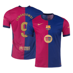 Authentic LEWANDOWSKI #9 Barcelona Home Soccer Jersey 2024/25 - Spotify Logo Without Text