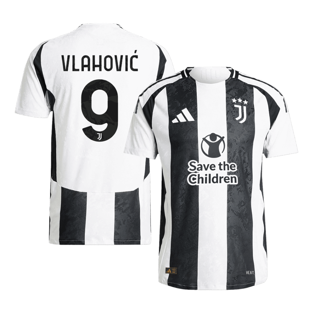 Authentic  VLAHOVI?  #9 Juventus Home Soccer Jersey 2024/25 - Save The Children Sponsor