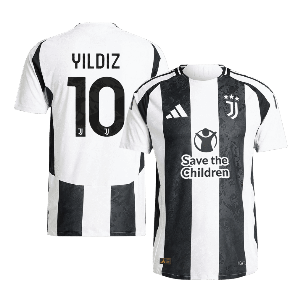 Authentic YILDIZ #10 Juventus Home Soccer Jersey 2024/25 - Save The Children Sponsor