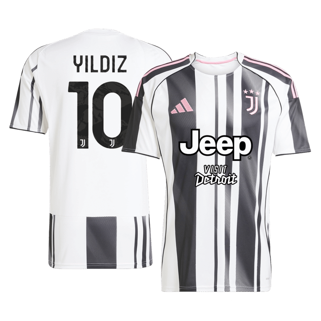 YILDIZ #10 Juventus Jeep x Visit Detroit Sponsor Soccer Jersey Home Custom Men's Shirt 2025/26