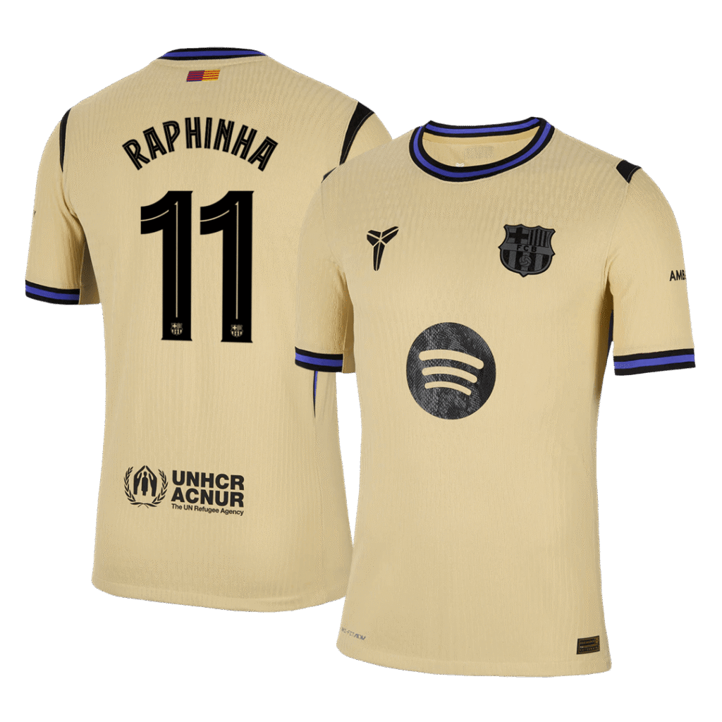 RAPHINHA #11 Barcelona Away Authentic Soccer Jersey 2025/26 - UCL