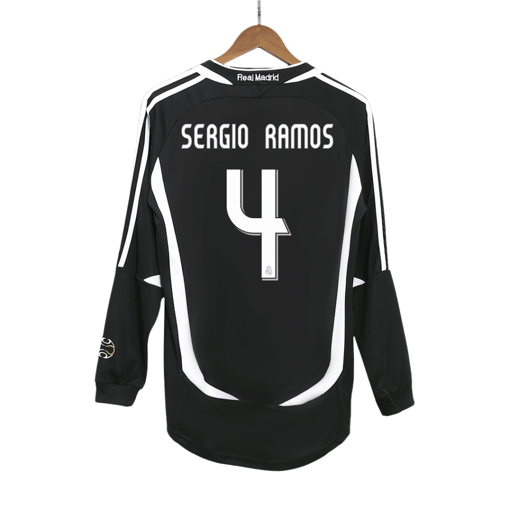 SERGIO RAMOS #4 Retro Real Madrid Jersey Away Soccer Shirt 2006/07