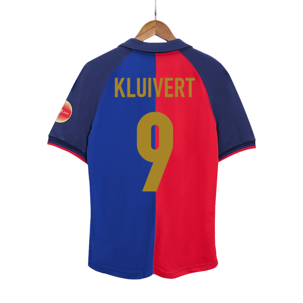 Retro Jersey KLUIVERT #9 Barcelona Retro Jersey Home Soccer Shirt 1999/00 100th Anniversary