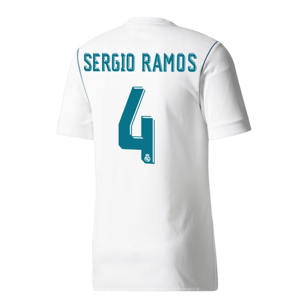 SERGIO RAMOS #4 Retro Real Madrid Jersey Home Soccer Shirt 2017/18