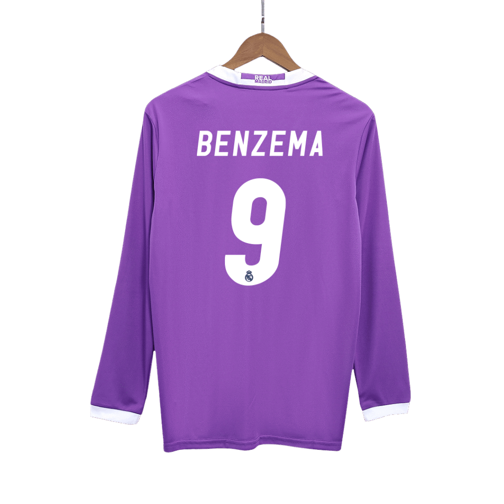 BENZEMA #9 Real Madrid Retro Jersey Away Long Sleeve Soccer Shirt 2016/17