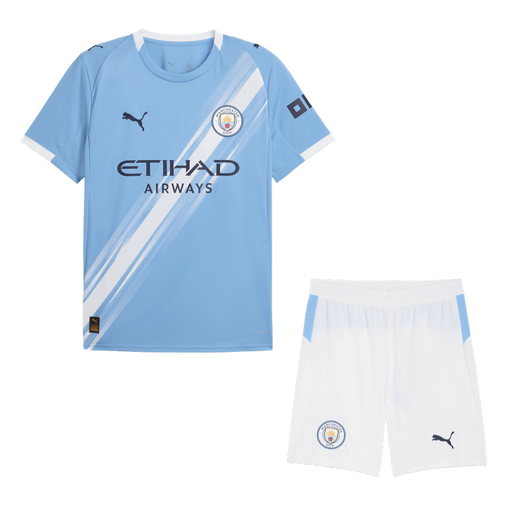 Manchester City Home Soccer Jersey Kit(Jersey+Shorts) 2025/26 Blue