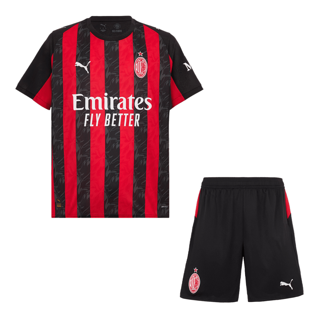 AC Milan Home Soccer Jersey Kit(Jersey+Shorts) 2025/26 Red&Black