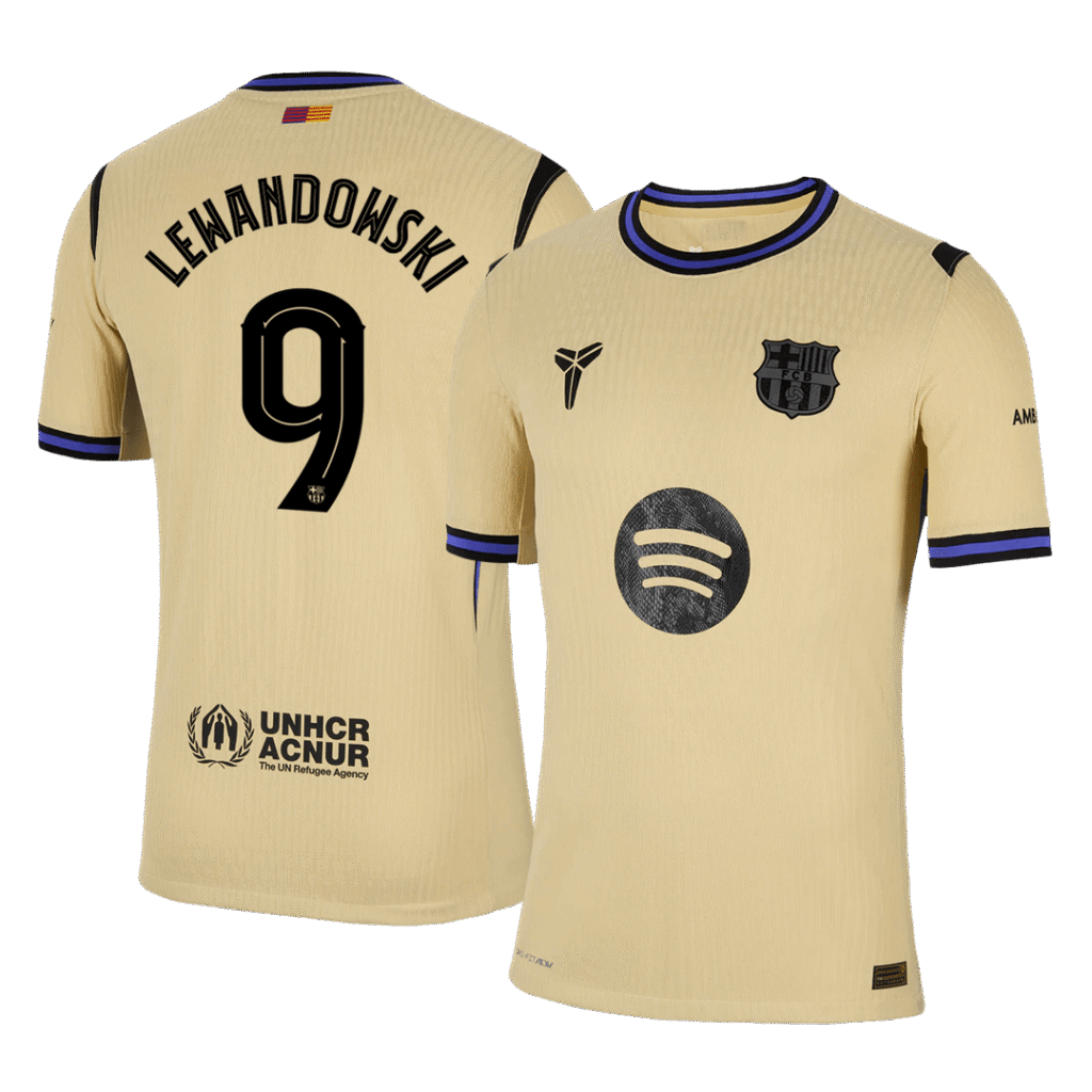 LEWANDOWSKI #9 Barcelona Away Authentic Soccer Jersey 2025/26 - UCL