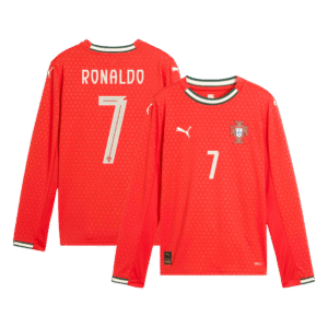 RONALDO #7 Portugal Home Long Sleeve Soccer Jersey 2025 Red