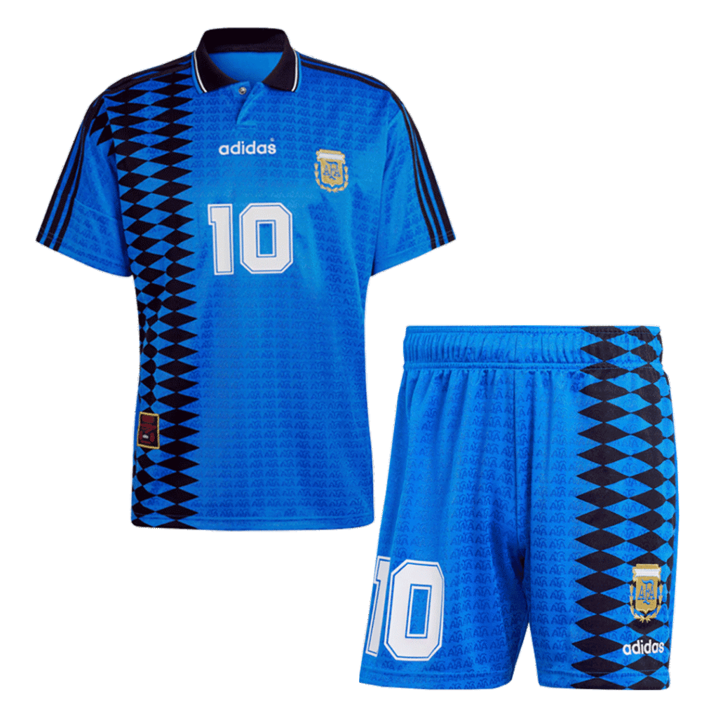 Retro #10 Argentina Away Soccer Jersey Kit(Jersey+Shorts) 1994