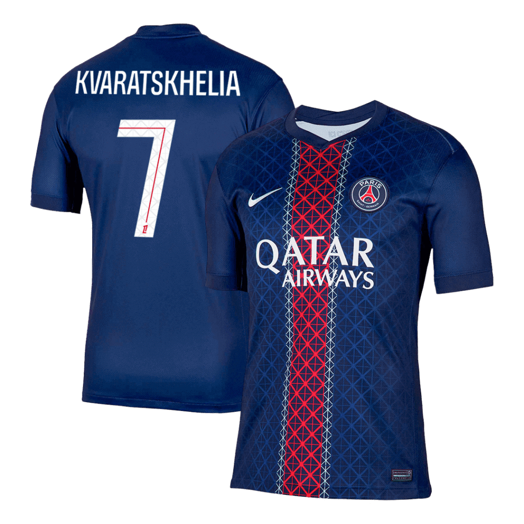 KVARATSKHELIA #7 PSG Home Soccer Jersey 2025/26