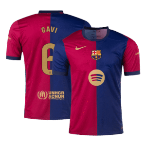 Barcelona GAVI #6 Jersey Custom Soccer Jersey Home 2024/25 Spotify Logo Without Text