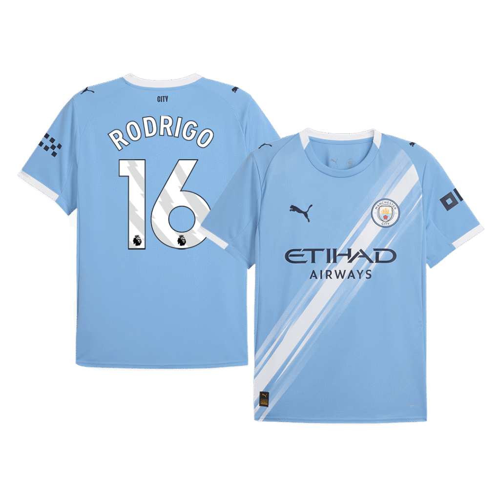 RODRIGO #16 Manchester City Home Soccer Jersey 2025/26 Blue