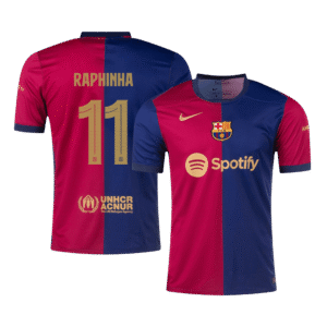 RAPHINHA #11 Barcelona Home Soccer Jersey 2024/25 Red&Blue - UCL