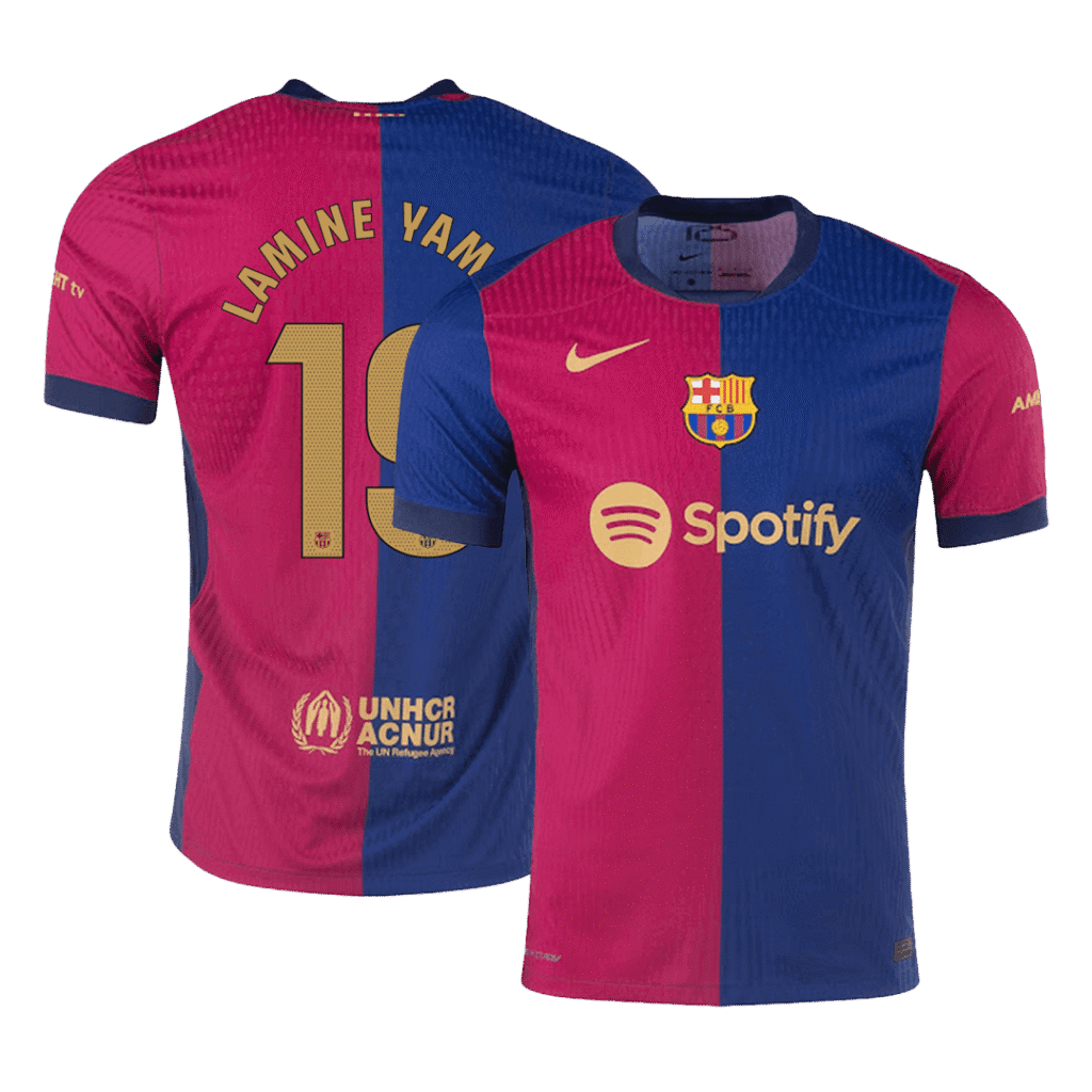 Authentic  LAMINE YAMAL #19 Barcelona Home Football Shirt 2024/25- - old sponsor