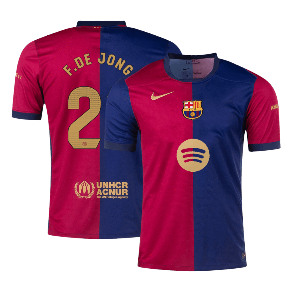 F.DE JONG #21 Barcelona Home Soccer Jersey 2024/25 - Spotify Logo Without Text