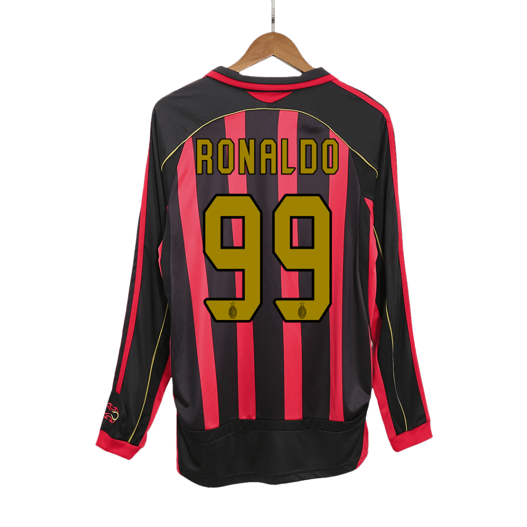 RONALDO #99 AC Milan Home Retro Long Sleeve Soccer Jersey 2006/07
