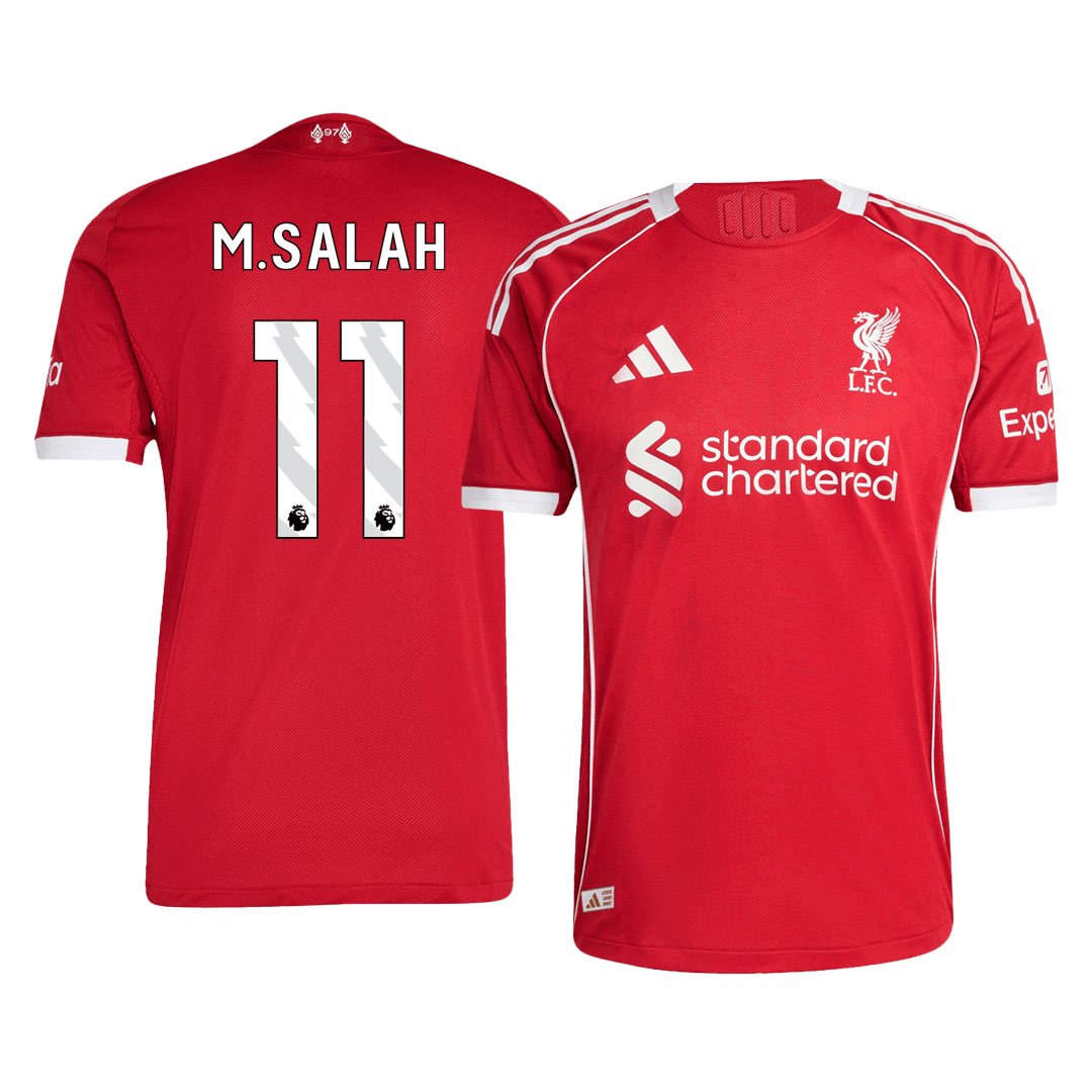 M.SALAH #11 Liverpool Home Authentic Soccer Jersey 2025/26