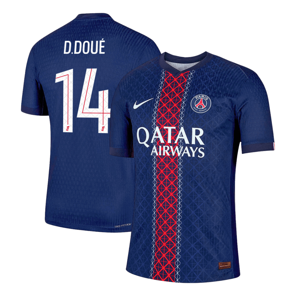 D.DOUÉ #14 PSG Home Authentic Soccer Jersey 2025/26