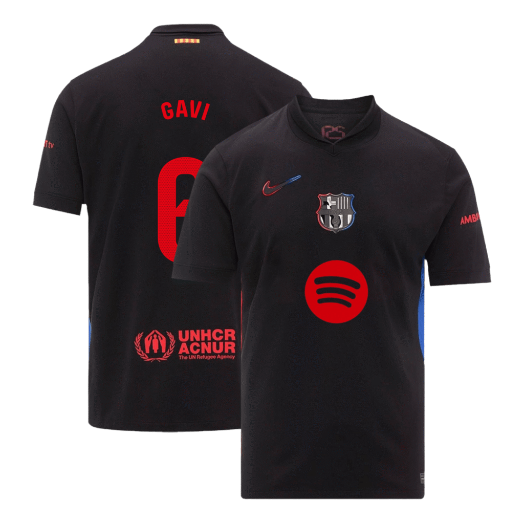 Barcelona GAVI #6 Soccer Jersey Away Custom Shirt 2024/25 Spotify Logo Without Text