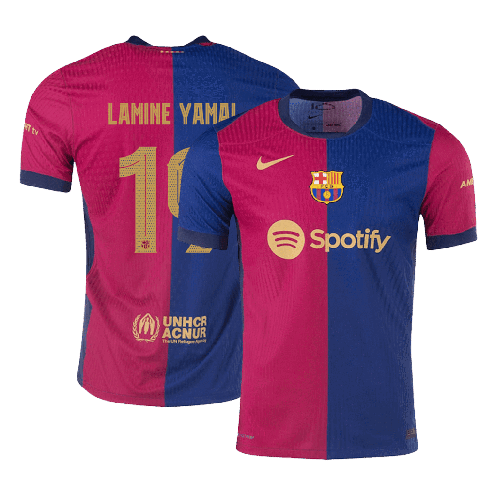 Authentic LAMINE YAMAL #19 Barcelona Home Soccer Jersey 2024/25  - UCL - old sponsor