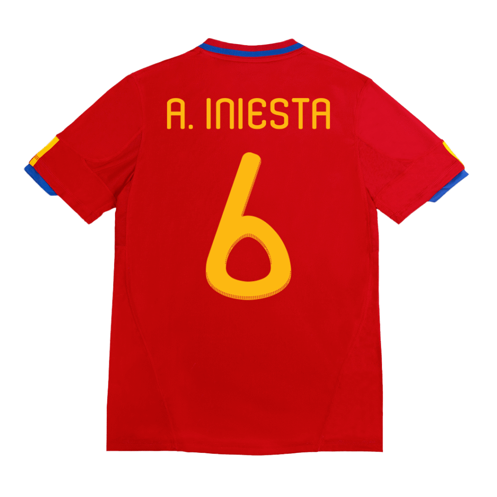 Retro A. INIESTA #6 2010 Spain Home Soccer Jersey