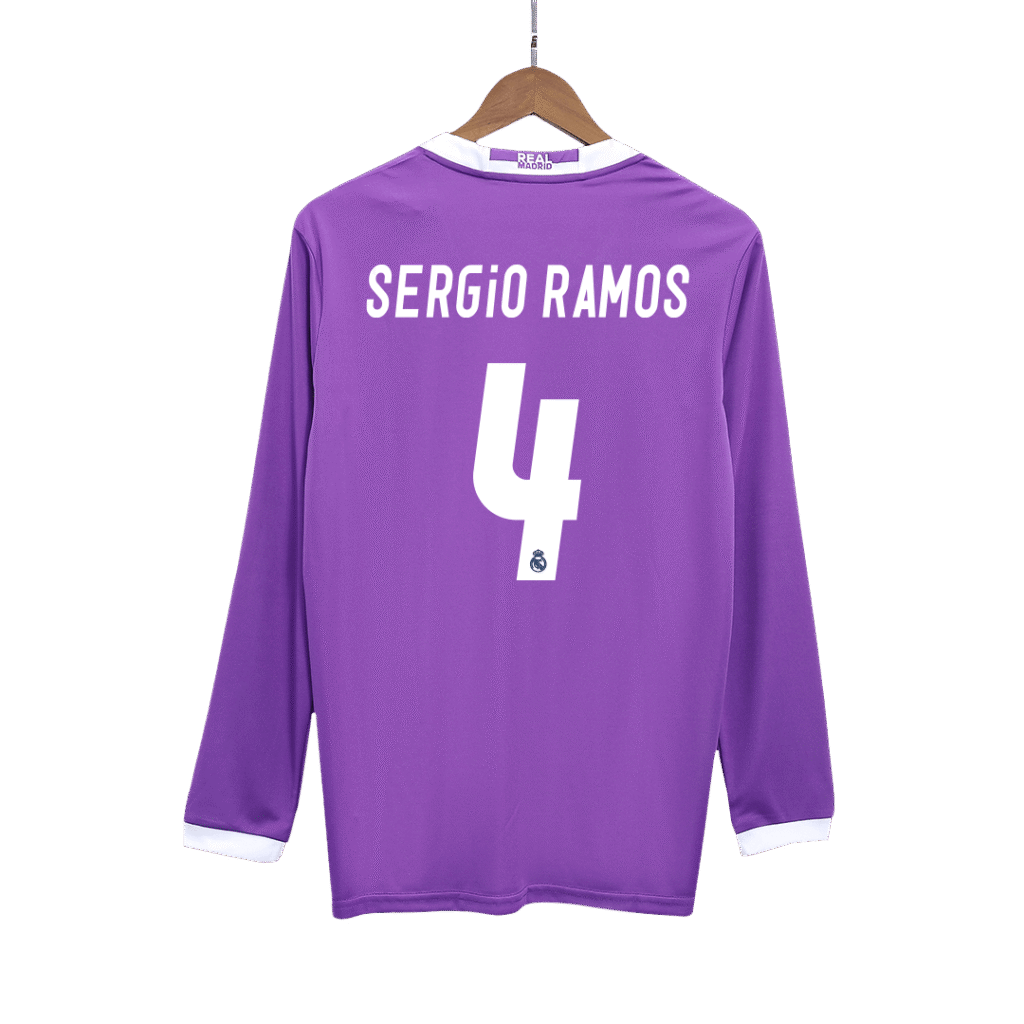 SERGIO RAMOS #4 Retro Real Madrid Jersey Away Long Sleeve Soccer Shirt 2016/17