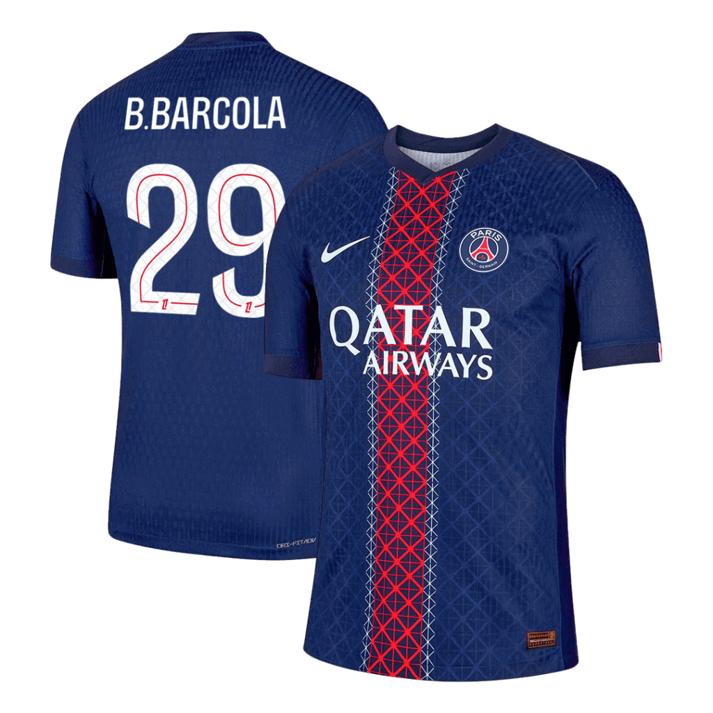 B.BARCOLA #29 PSG Home Authentic Soccer Jersey 2025/26