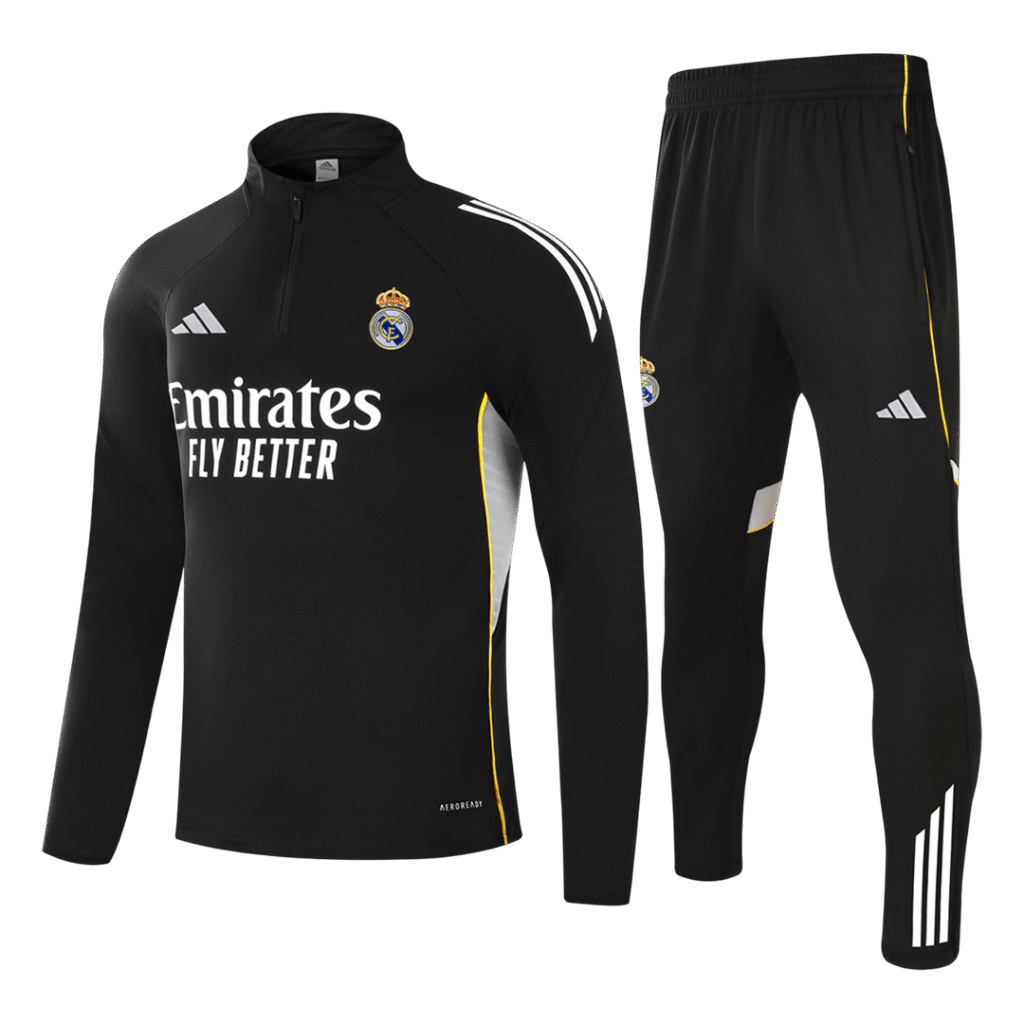 Real Madrid 1/4 Zip Tracksuit 2025/26 Kids Black
